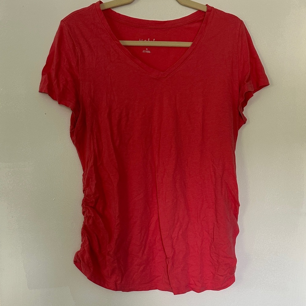 Pink V-Neck Maternity Top